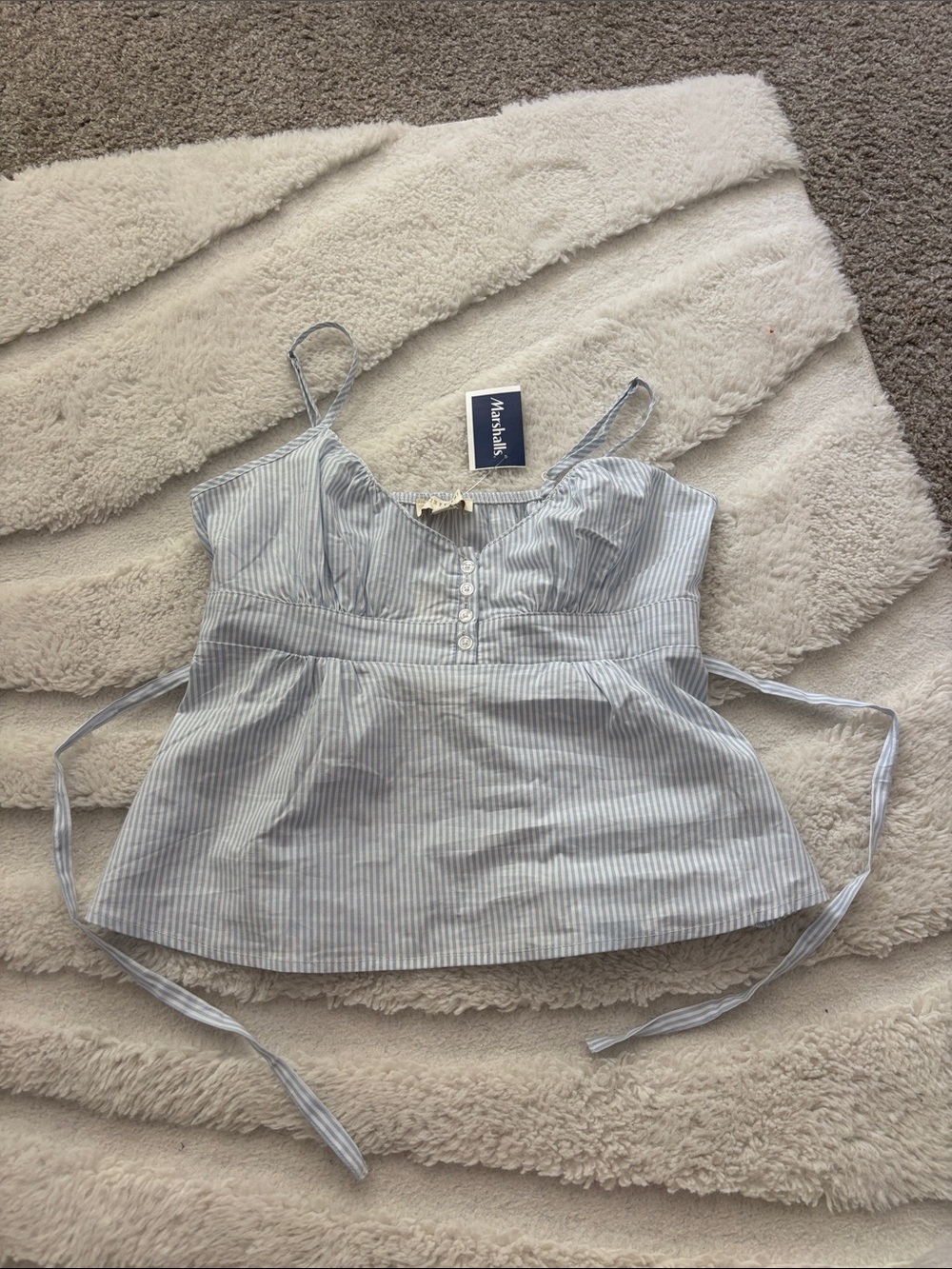 Madewell Light Blue Pinstripe Tie-Back Camisole